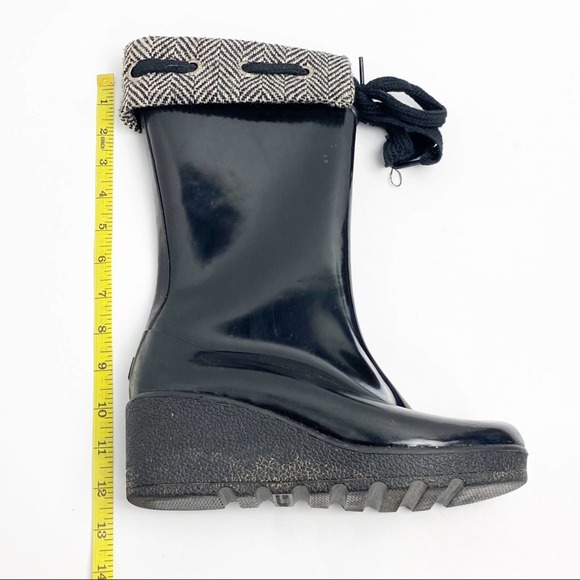 SPERRY Black Top Sider Herringbone Wedge Rain Boots, Size 7 - Picture 4 of 12